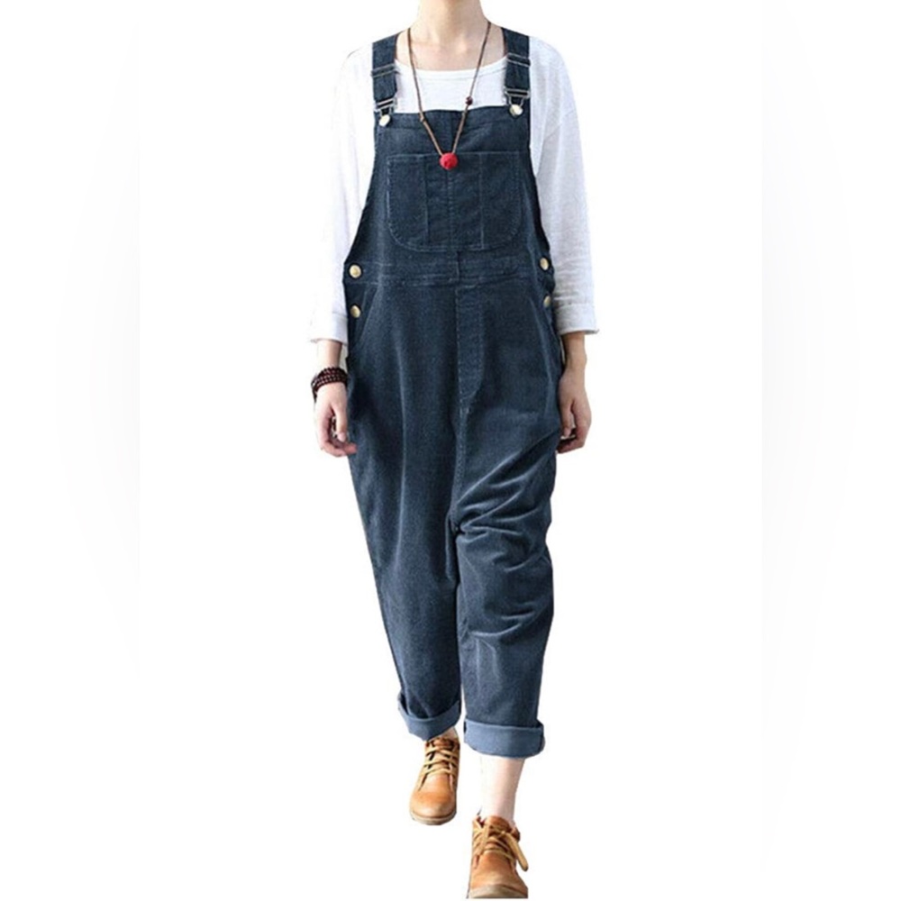 Ladyful Women's Bib Corduroy Overalls with Adjustable Straps